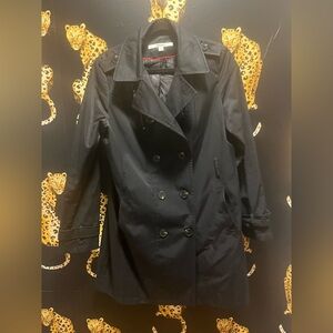 DKNY Black Double-Breasted Trench Coat